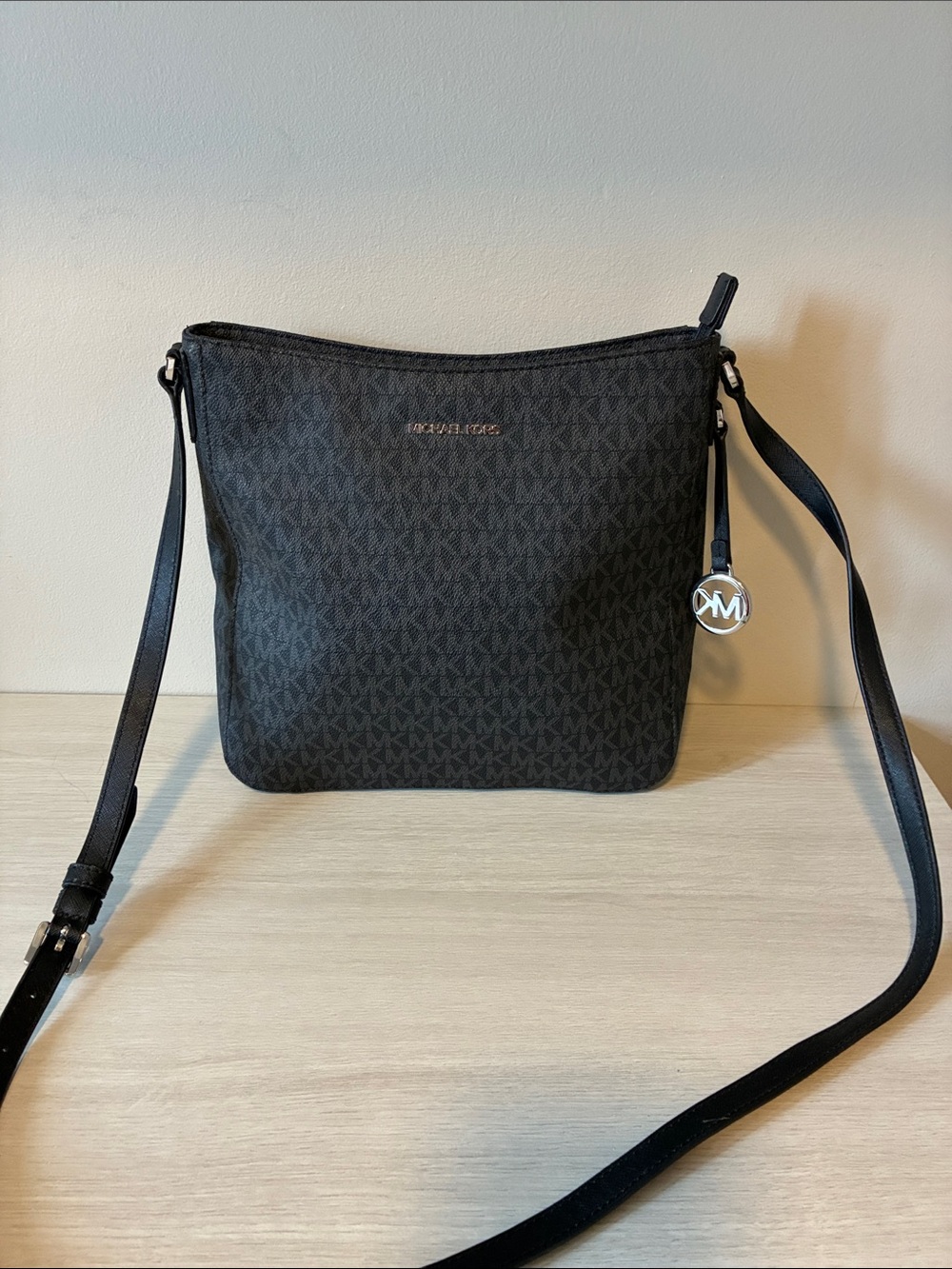 Michael Kors Black MK Logo Crossbody Shoulder Bag